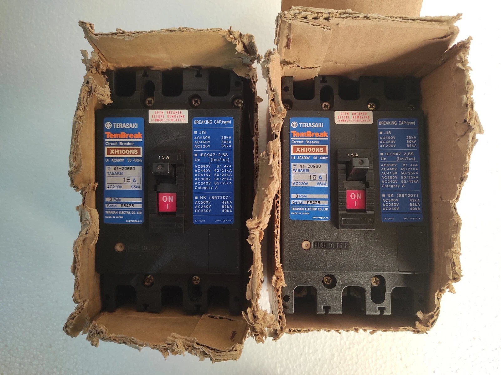 Terasaki TemBreak xh100ns / XH100NS 15A 3 Pole Circuit Breaker